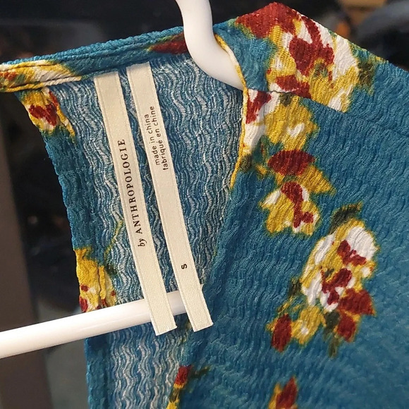 Anthropologie "Ruffled sleep Mini Dress" Floral Oversized S Ditsy Floral Beach - Picture 5 of 6